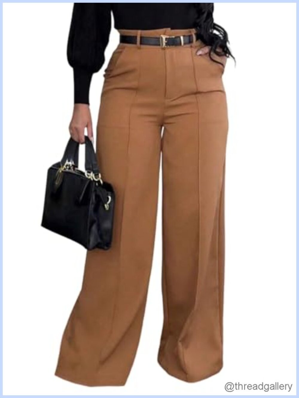 Wide Leg Dress Pants Pleated Palazzo Work Slacks High Waisted Business